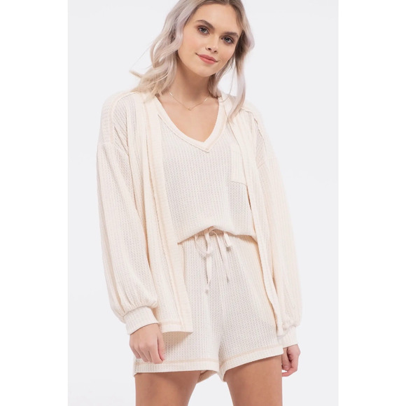 Blu Pepper Sweaters - Reverse Stitched Open Front Cardigan